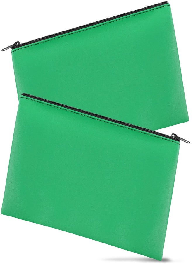 Joyberg 2 Pieces Money Bags With Zipper , 11x6.1 inch Money Pouch, Bank Bag, Cash Bag , Check Wallet, Cosmetics(Green) - Image 1